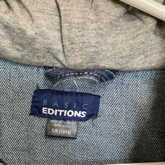 Denim Hoodie Trucker Jean Jacket Blue Gray BASIC EDITIONS Youth Unisex Large 10 - Picture 9 of 10